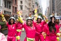 NEW YORK, NY, US - June 25, 2023: Pride march parade 2023 in New York. barbie pink lesbian girls pride rainbow lgbtq