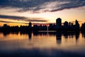 Horizontal long exposure of the sunrise reflecting over New York City\'s Central Park Jacqueline Royalty Free Stock Photo