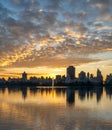 Vertical view of the sunrise reflecting over New York City\'s Central Park Jacqueline Kennedy Royalty Free Stock Photo