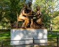 View of the Women\'s Rights Pioneers Monument, bronze figures of Sojourner Truth, Susan B.