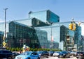 Closeup of The Jacob K. Javits Convention Center, commonly known as the Javits Center, is a large