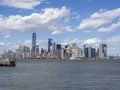 New York, NY, USA. Amazing skyline of Manhattan skyscrapers from Liberty Island - Statue of Liberty Royalty Free Stock Photo