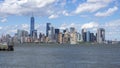 New York, NY, USA. Amazing skyline of Manhattan skyscrapers from Liberty Island - Statue of Liberty Royalty Free Stock Photo