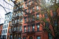 Brownstones with fire escapes in NYC