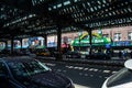 New York, NY USA - April 2016: streets of Brighton Beach and colourful russian stores under the metal transport bridge