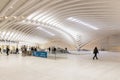 The PATH trains terminal within The Oculus, the Westfield World Trade Center, in New York, NY. Royalty Free Stock Photo