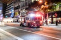 New York, NY USA Fire truck with emergency lights on the street of Manhattan