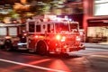 New York, NY USA Fire truck with emergency lights on the street of Manhattan Royalty Free Stock Photo