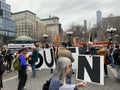 New York, NY, USA - January 12 2019: A Anti Trump Pence Rally for impeachment and removal is occurring in union square