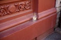 Empty liquor flask resting on ledge