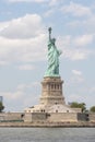 Vertical view of the Statue of Liberty, a colossal neoclassical sculpture on Liberty Island in Royalty Free Stock Photo