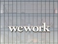New York, NY, USA. May 2, 2022. Editorial Use Only, 3D CGI. WeWork Signage Logo on Top of Glass Building. Workplace Coworking