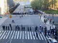 Police blocking highways during demonstration