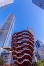 New York, NY/USA - November 06, 2019: Beautiful view of The Vessel Hudson Yards Staircase on a sunny day in Manhattan Royalty Free Stock Photo