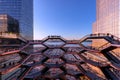 New York, NY/USA - November 06, 2019: Beautiful view of The Vessel Hudson Yards Staircase during a beautiful sunset at the