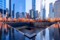 New York, NY/USA - November 06, 2019: View of  Ground Zero Memorial at One World Trade Center on a sunny autumn day Royalty Free Stock Photo