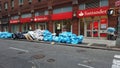 New York, NY, USA. Offices and residential trash piling-up and sits on the sidewalk awaiting pickup