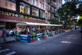 New York, NY / USA - September 19 2020: busy outdoor restaurant in East Village, Manhattan. Covid outdoor dining