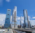 New York, NY, USA. View of skyscrapers at the Hudson Yards and the Vessel. The new neighborhood on the West Side of Manhattan Royalty Free Stock Photo