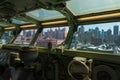 Captains bridge. An exhibition on the deck of the USS Intrepid Sea, Air and Space Museum. Royalty Free Stock Photo