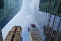 Street perspective New Yorker glass buildings. Royalty Free Stock Photo