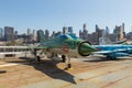 View of military airplanes on the deck of the USS Intrepid Sea, Air Space Museum. Royalty Free Stock Photo