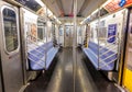 Inside of NYC Subway Car at 34 Street - Hudson Yards Station in Manhattan Royalty Free Stock Photo
