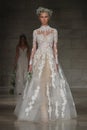 A model walks the runway for Reem Acra Bridal show Fall/Winter 2018 Collection