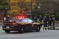 New York State Police Troopers are at the crime scene near a terror attack site in lower Manhattan in New York Royalty Free Stock Photo