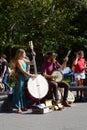 Two street musicians playing for tourists in Washington Square P