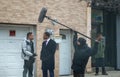 New York Omari Hardwick and Rotimi Olurotimi Akinosho filming Royalty Free Stock Photo