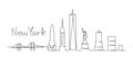 New York One line drawing New York illustration in line style on white background