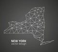 New York black vector outline polygonal triangle map