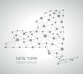 New York vector dot grey outline polygonal map