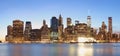 New York panorama with Brooklyn bridge at night, USA Royalty Free Stock Photo