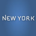 New York paper text on blue background