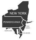 New York - Pennsylvania - New Jersey - Delaware - Maryland Map l