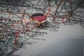 New York pinned on a map with the USA flag Royalty Free Stock Photo