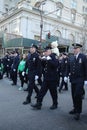 New York Police Department officers marching at the St. Patrick`s Day Parade in New York Royalty Free Stock Photo