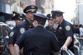 New York police officers talking outdoors