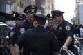 New York police officers talking among them on the street