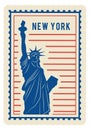 New York postmark. Retro rectangular mail label