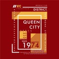 new york queen city text frame graphic typography design t shirt vector art Royalty Free Stock Photo