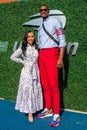 American professional basketball player Chris Bosh with his wife Adrienne Williams on the blue carpet before 2019 US Open final