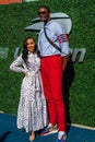 American professional basketball player Chris Bosh with his wife Adrienne Williams on the blue carpet before 2019 US Open final