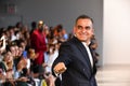 Designer Bibhu Mohapatra greets the audience after presenting his fashion collection during New York Fashion Week