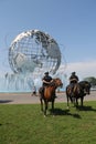 NYPD mounted unit police officer ready to protect public in Flushing Meadows Park