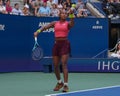 Coco Gauff of United States in action during round of 16 match against Caroline Wozniacki of Denmark at the 2023 US Open