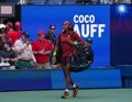 Coco Gauff of United States enters Arthur Ash Stadium before round of 16 match against Caroline Wozniacki at the 2023 US Open