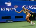 Madison Keys in action during round of 16 match against Jessica Pegula at the 2023 US Open at USTA National Tennis Center